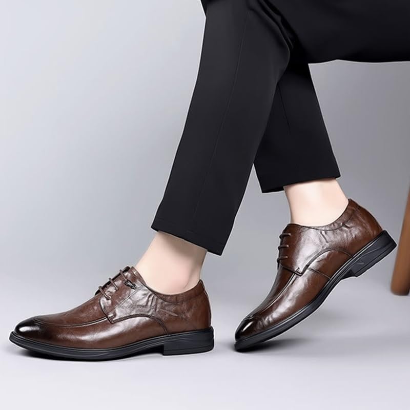 Men's Leather Dress Shoes Non-Slip Casual Business Work Formal Scale Pattern Comfort Derby Oxford Shoes4