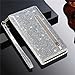 Badalink for Galaxy S22 Glitter Flip Wallet Case for Women Girls with Bling Diamond Rhinestone Card Holders Kickstand Wrist Strap Phone Cover Case Compatible with Samsung Galaxy S22 - Silver