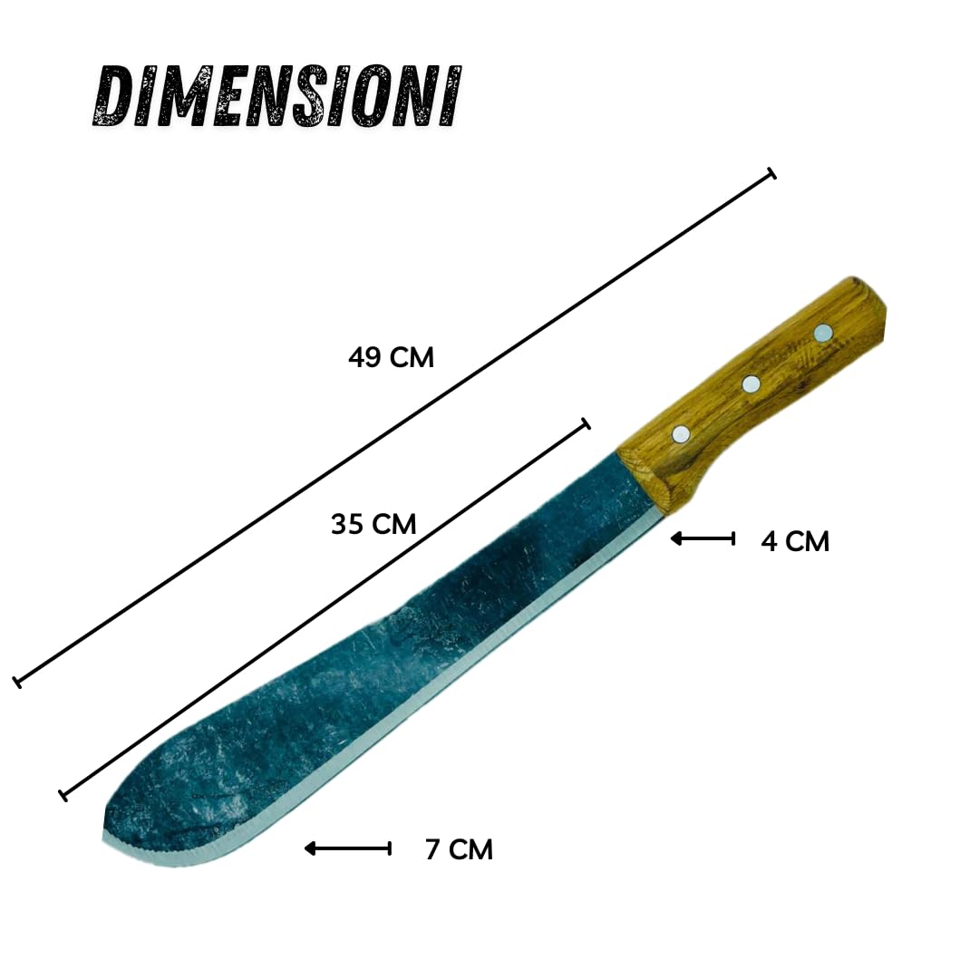 Machete Professionale con Fodero - Lama in Acciaio e Manico in Legno - Strumento da Taglio Outdoor Resistente per Campeggio