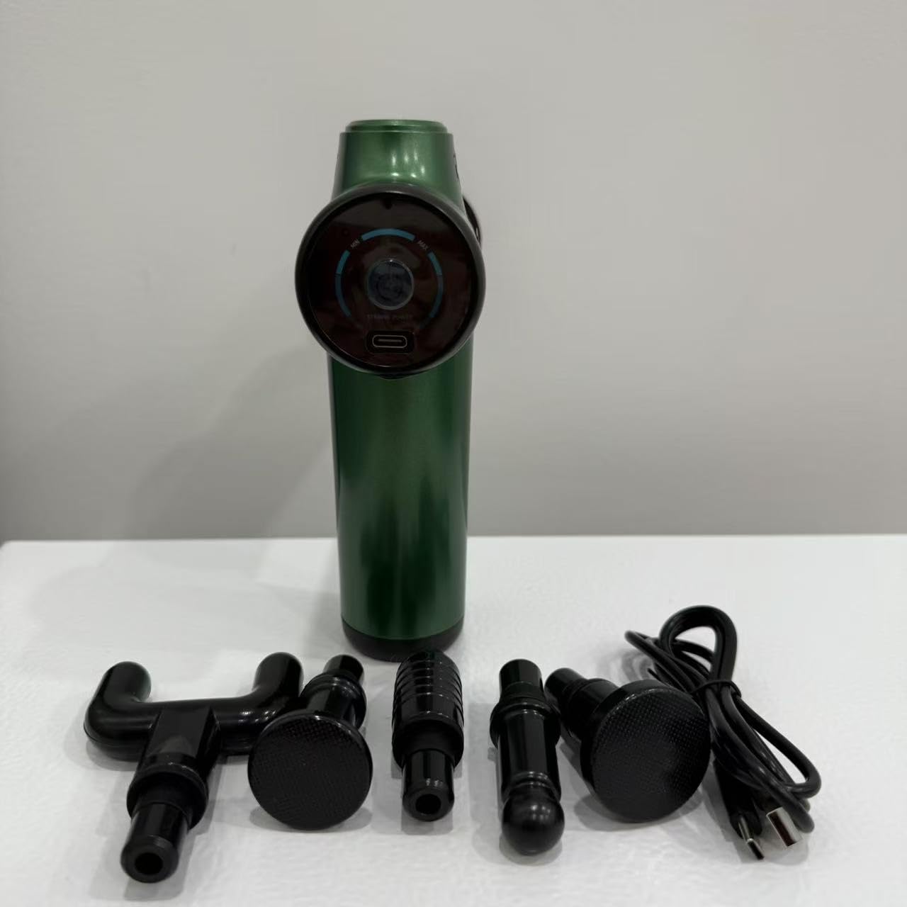 Pistola Massaggio Muscolare, Portatile Pistola Massaggiante Con 6 Livelli Regolabili e 6 Testine, per Schiena, Collo e Corpo (Verde)