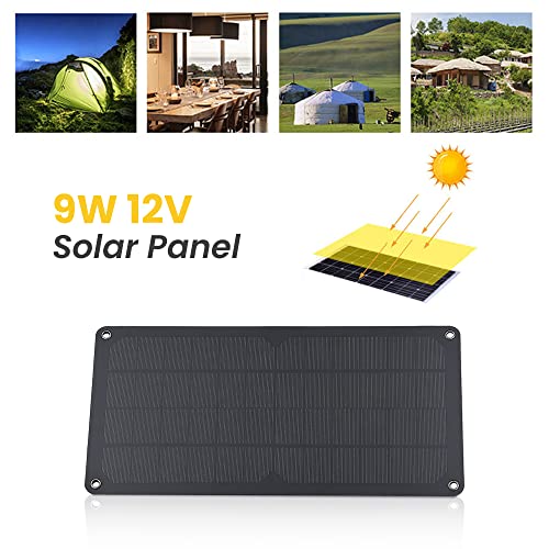 Sunyima 1Pcs 12V 9W Mini Solar Panels 13.98" X 7.09" With Sae Port For Solar Power Mini Solar Cells Diy Electric Toy Materials Photovoltaic Cells Solar Diy System Kits #TOP5