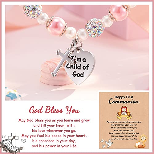 Alternative view of HGDEER First Communion Gifts for Girls, 1St First Holy Communion Christian Gifts for Girls Catholic Gifts Cross Bracelet Jewelry for Girls