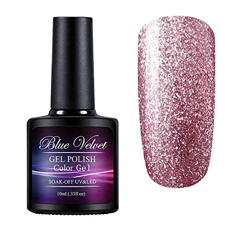 Blue Velvet Gel Nagellack Roségold Semi-Permanent Glitzer Gel Lack Soak-Off glänzend für Nagelkunst AnfäNger Maniküre…