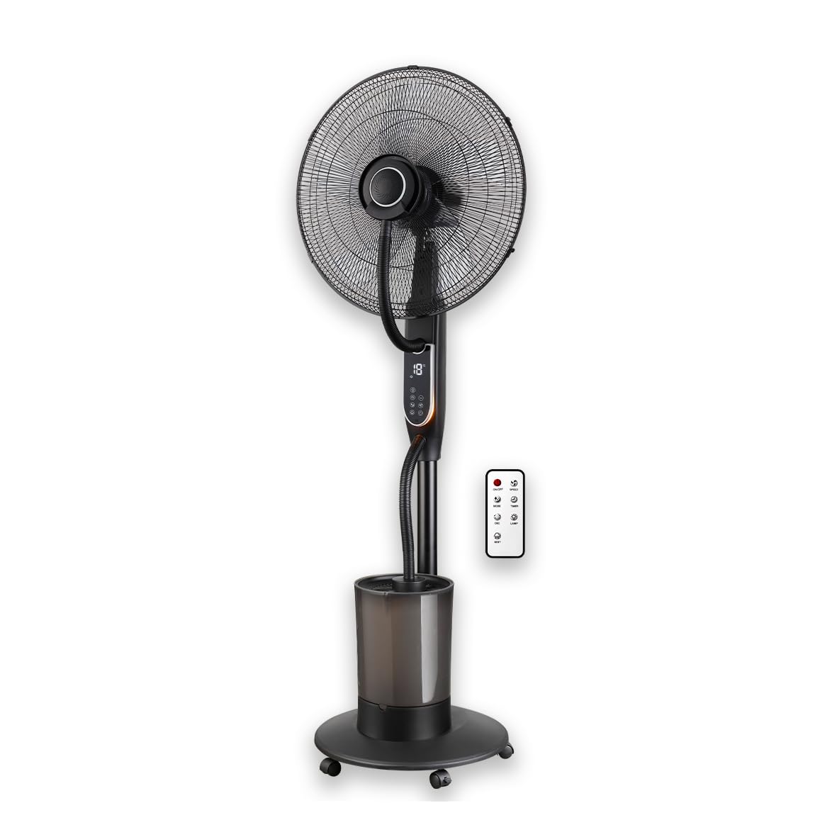 BVVN10 Verneblerventilator, 100 W, 3 Geschwindigkeiten, 4 Modi, Fernbedienung, Thermometer, Ø 45 cm