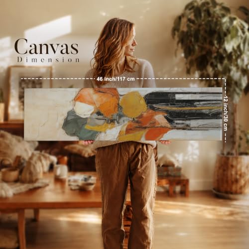 Image of Large Stretched Canvas Painting, Panel Wall Painting Colorful Abstract Luxury Paintings for Home Decoration, Living room, Bedroom and Office Decor (Orange, 12x46 Inch)