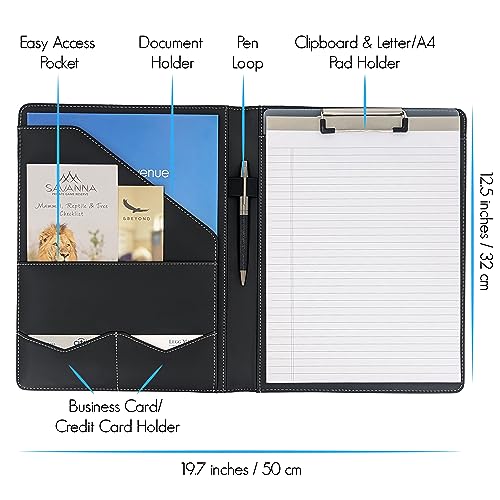 image for STYLIO Padfolio Folder with Removable Clipboard | Portfolio Organizer 