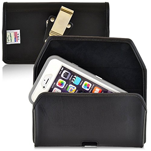 Turtleback Belt Case Compatible With Apple Iphone 6 Plus, Iphone 6S Plus W/ Ob Defender Or Bulky Cases, Black Holster Leather Pouch With Heavy Duty Rotating Ratcheting Belt Clip Horizontal Made In Usa #TOP21
