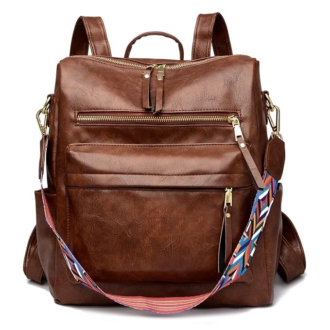 Premium PU Leather Stylish Backpack for Women, Ladies Multipurpose Women Work Bag, Shoulder Strap Handbags, Zipper Closure Purse, Travel Purses & clutches