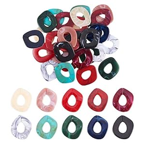 PandaHall 40pcs 10 Couleurs Boucles d&rsquo;oreilles en Pierres Précieuses d&rsquo;imitation, Anneaux de Liaison en Acrylique pour la Fabrication de Bijoux et d&rsquo;artisanat, 51.5x45x3.5 mm