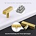 goldenwarm 5 Pack Gold Cabinet Pulls Kitchen Hardware Drawer Knobs LS1212GD Brushed Brass Square T Bar Cabinet Knobs Single Hole Cupboard Door Handles Bathroom Furniture Pulls
