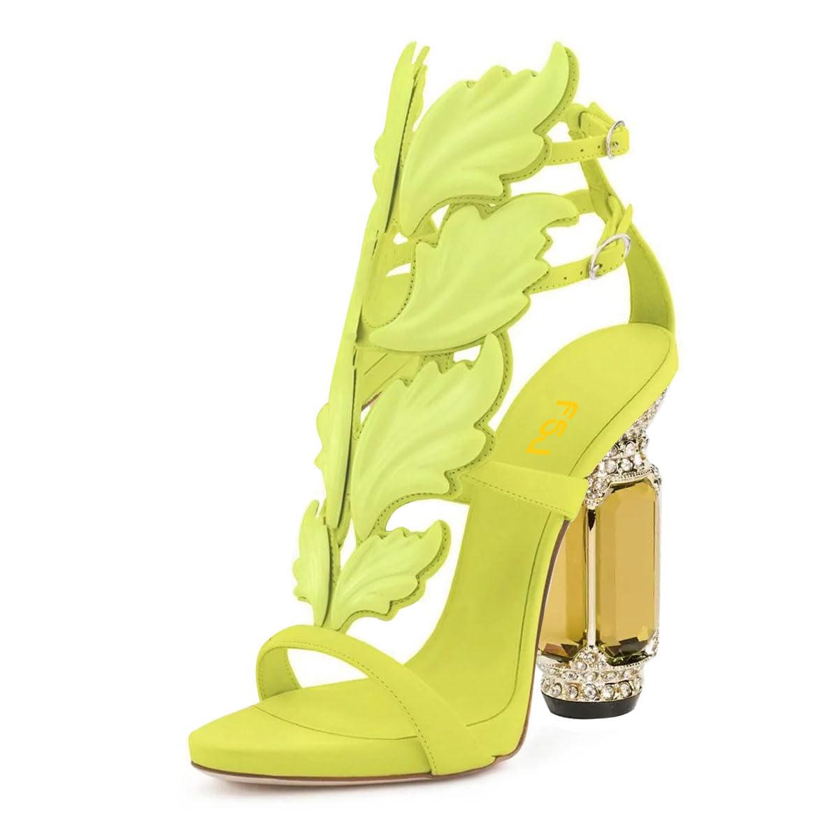 FSJ Women Open Toe Stylish Sandals Ankle Strap Chunky Block High Thick Heels Wedding Party Ballroom Shoes Size 4-15 US