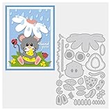 BENECREAT 4.9x3.4inch Raindrop Mouse Metal Cutting Dies, Flowers Raindrops Grass Ladybug Die Cuts Embossing Stencil for Card Making Scrapbooking Paper Craft(0.8mm Thick)