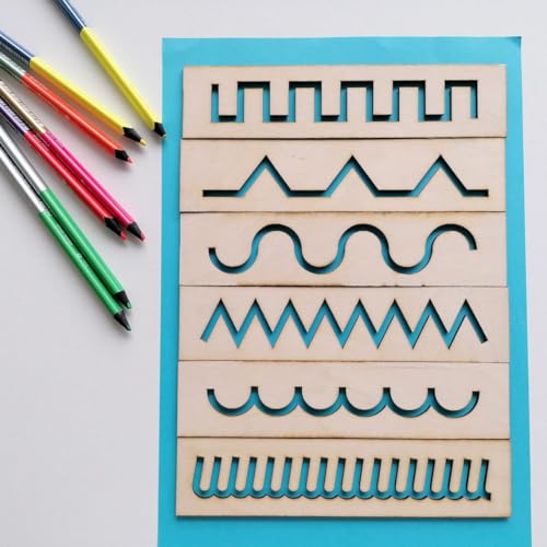 Image of American Elm Montessori Wood Stencil Set Pre-Writing Boards for Kids Educational Stencil Set for Pre-Writing & Tracing Montessori Activity