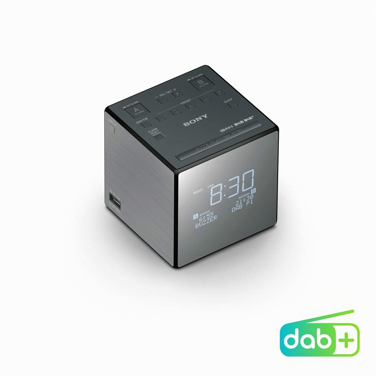 Sony XDR-C1DBP DAB/DAB + con sintonizador de radio con recepción de reloj negro