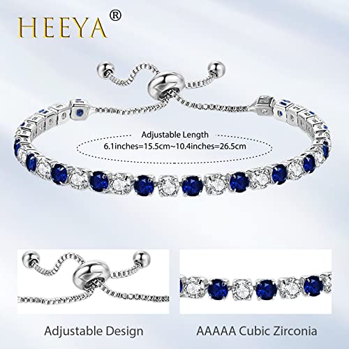 HEEYA Bracelet for Womens Sterling Silver Plated Tennis Bracelets Crystal Slider Bracelet Women Bracelet Diamond Zirconia Lady Bracelet Birthday Gifts for Mum Sisters with Cards, Silver/Rose Gold - Image 3