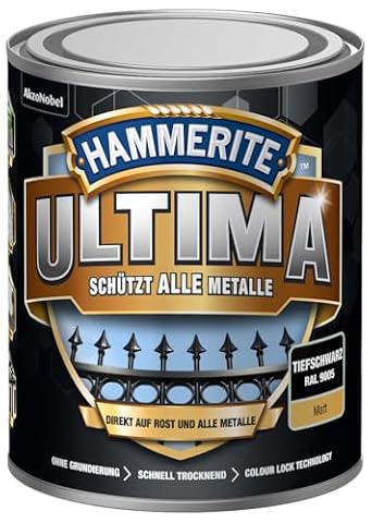 HAMMERITE Lakier ochronny do metalu Ultimate matowy głęboki czarny RAL 9005 750 ml