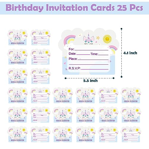 Image of Party Propz Birthday Invitation Cards For Kids - (25 Pcs) Unicorn Theme Invitation Card For Birthday (Cardstock), Invitation Cards For Kids Party, Bday Return Gifts, Bday Invitation Card
