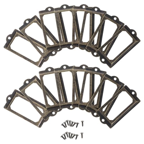 FUTUREORYY 30 Piezas Portaetiquetas para Cajones Marcos de Hierro Pintado Color Bronce Antiguo Accesorios para Organización y Decoración de Muebles Adecuado para Armarios y Archivadores