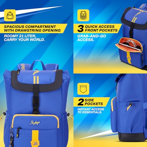 Image of Skybags Yellove 15.6 inch Compatible Laptop Backpack 21L | 1 Compartment with Quick-Access Front Pocket & Rain Cover | Tablet Sleeve & Side Pocket | CSK Collage & Travel Backpack for Men & Women