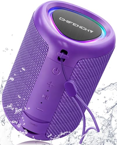 Portable Bluetooth Speaker Beach Essentials: Powerful Crystal Clear Sound/Dynamic Light/IPX5 Waterproof/All Day Playtime/Wireless BT 5.3/TWS Paring, Dad Gifts, Outdoor|Travel|Camping|Pool Accessories