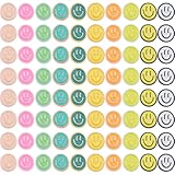 DICOSMETIC 80Pcs 10 Colors Cute Smile Face Cabochon Resin Happy Faces Cabochons Flatback Slime Charms Resin Flatback No Hole Beads for DIY Jewelry Embellishment Phone Cases Bag Decor