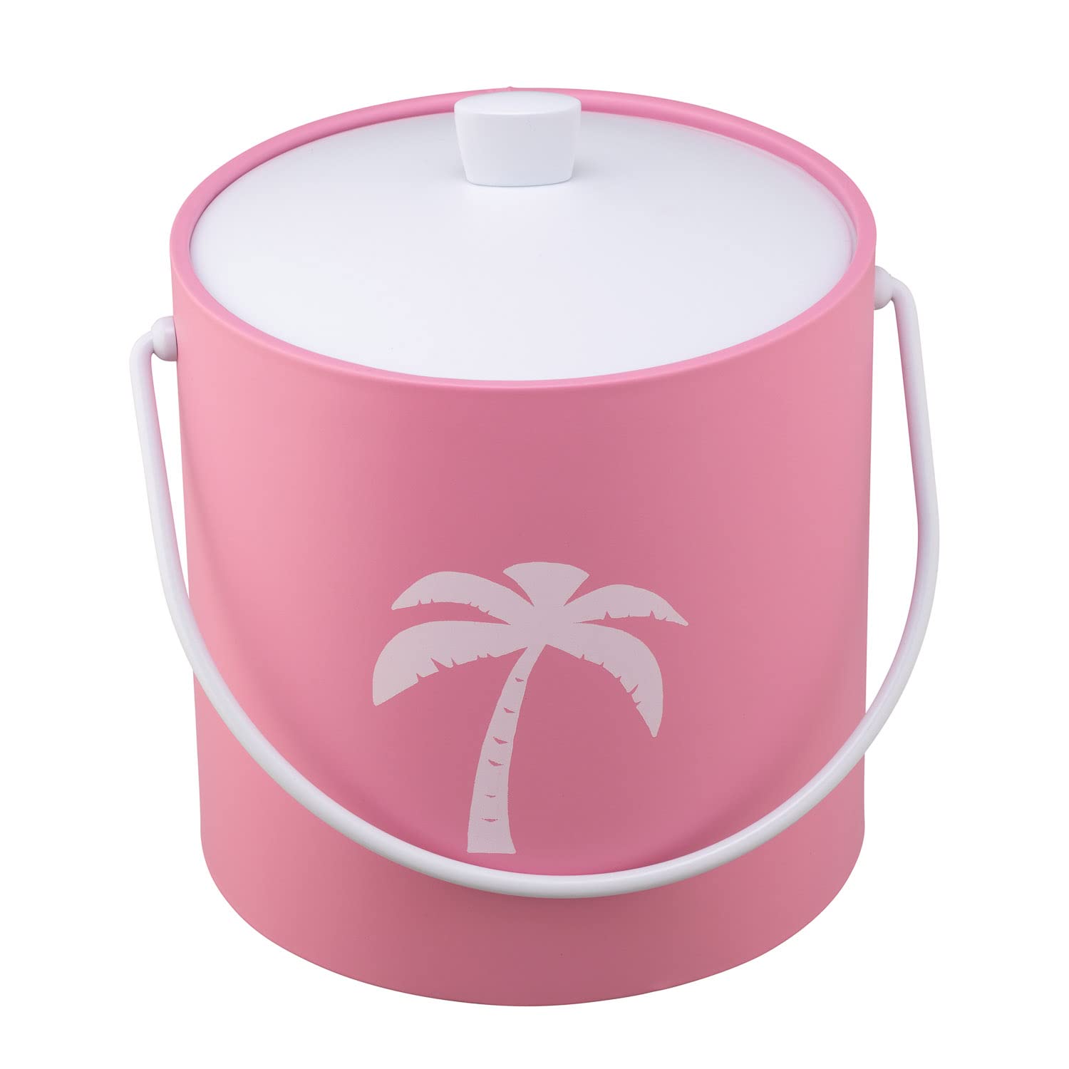 Kraftware Pastimes Collection 3qt Ice Bucket, Palm Tree, Pink Cubo de Hielo de 3 Cuartos, Piel sintética, Rosa