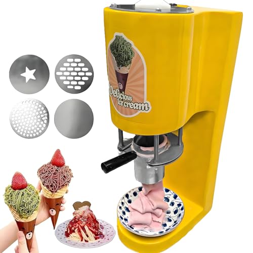 Commercial Spaghetti Ice Cream Maker 80W Electric Press Machine Stainless Steel 4 Molds Ideal for Gelato Dessert Shops