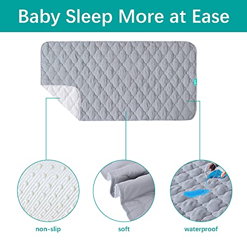 Biloban USBC10121 Waterproof Crib Mattress Protector Pad Cover 28 Inch X 52", Anti Slip & Absorbent Waterproof Bed Pads For Standard Crib/Toddler Bed Quilted Machine Washable (Quilted Improved Thickness) Grey thumb #1