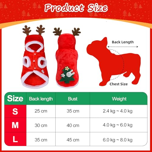 Haustier Weihnachtskostüm, Hundekostüme Weihnachten Elchkostüm, Katze Hund Weihnachtskostüm, Rentier Hundekostüm Pet Hoodies warme Hundemantel für Winter Frühling Weihnachten (L)