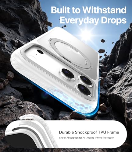 Image of for iPhone 17 Pro Max Case, Compatible with MagSafe, Slim Shockproof Military-Grade Rugged Protective Case with Stand, Camera Control, Comfort Grip (B-White, iPhone 17 Pro Max)