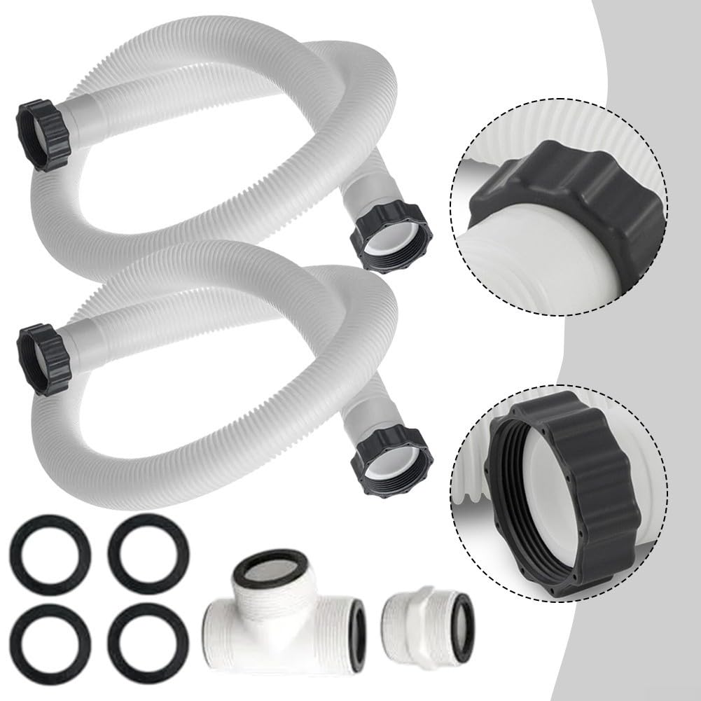 Lot de 2 adaptateurs de tuyau de pompe de filtre de piscine pour piscines hors sol Intex et Coleman avec 4 joints et connecteurs pour tuyau de vidange de 3,1 à 12,7 cm