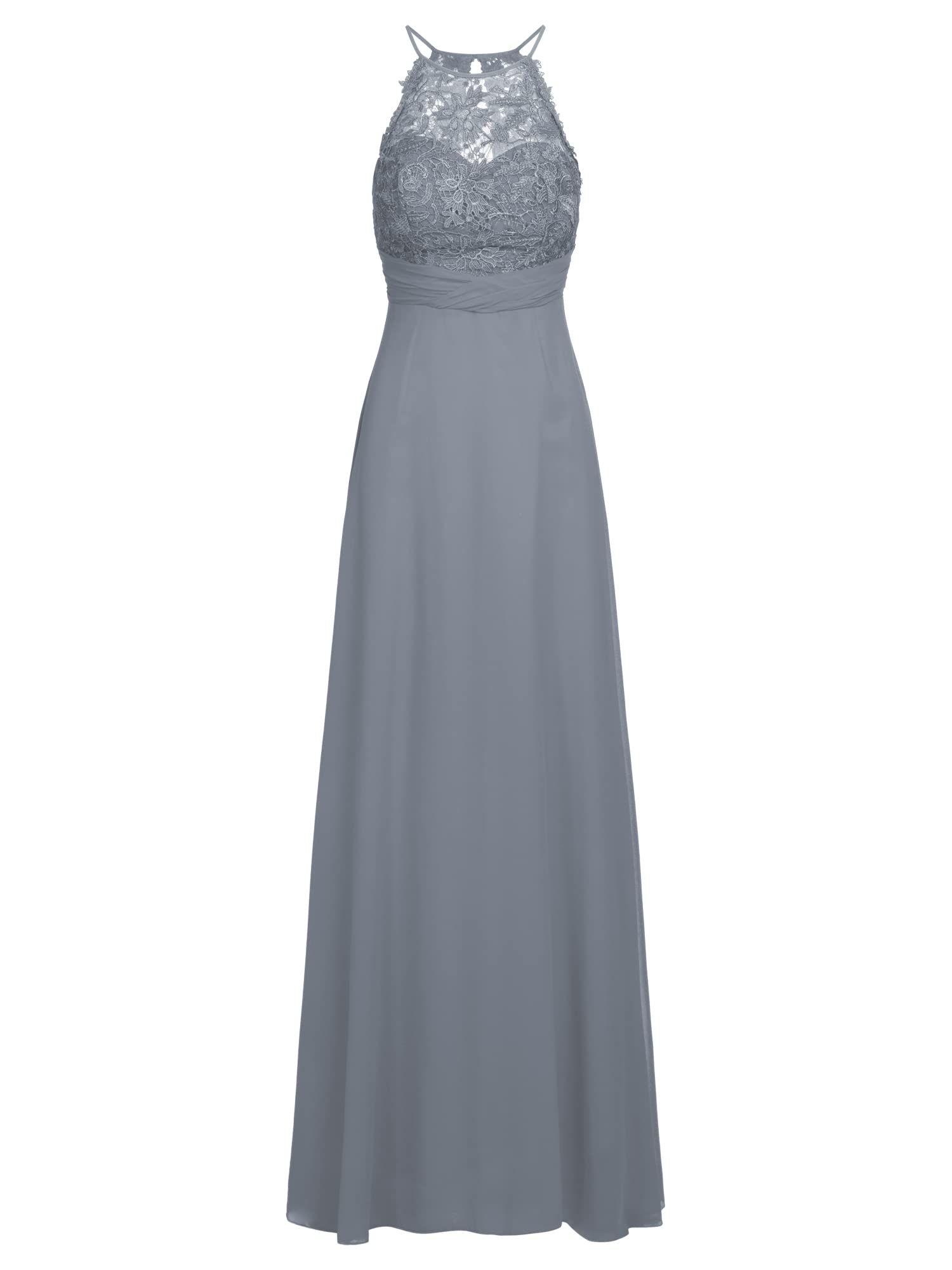 ApartFashion Women's Apart Chiffon and Lace Special Occasion Dress Denim Blue Regular