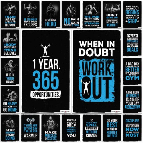 22 Set 44 Gym Posters - Laminated - V3 - Gym Posters For Home Gym Decor, Motivational Poster For Gym Wall Art, Workout Posters For Home Gym, Fitness Posters, Workout Room Decor, Inspirational Wall Art