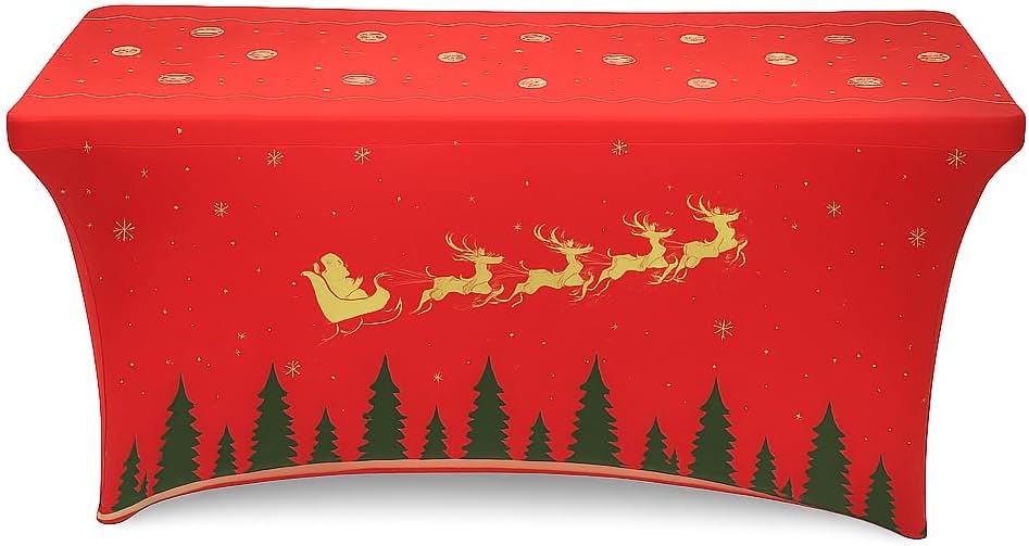 HandinHandCreations Spandex 6FT Tablecloth - Washable, Fitted Rectangular Table Cover 4th of July, Memorial Day, Birthday, Christmas Theme One Pack (2, Red White Blue, 72x30 inches)