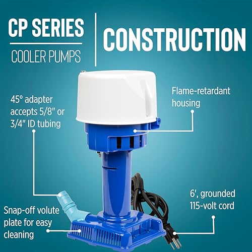 Image of Little Giant CP3-115, 1 /30 HP, 115V, 563 GPH Evaporative Cooler Pump | 15000 - 21000 CFM, 6' Cord w / plug, For evaporative coolers, swamp coolers, sales displays, labs and water baths, 542005