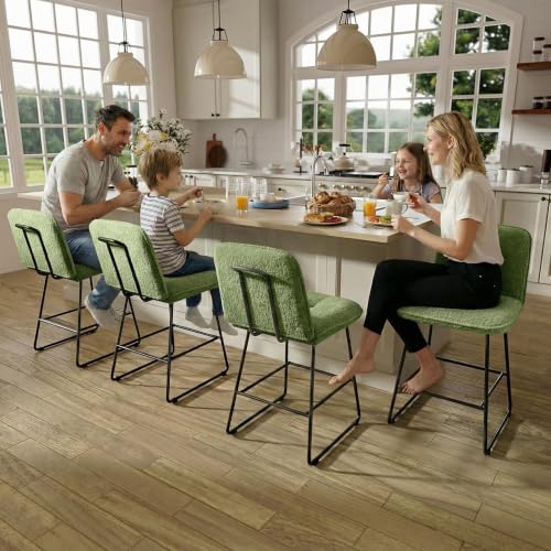 Image of Ollega 26 inch Counter Height Bar Stools with Back, Set of 4, Green Velvet