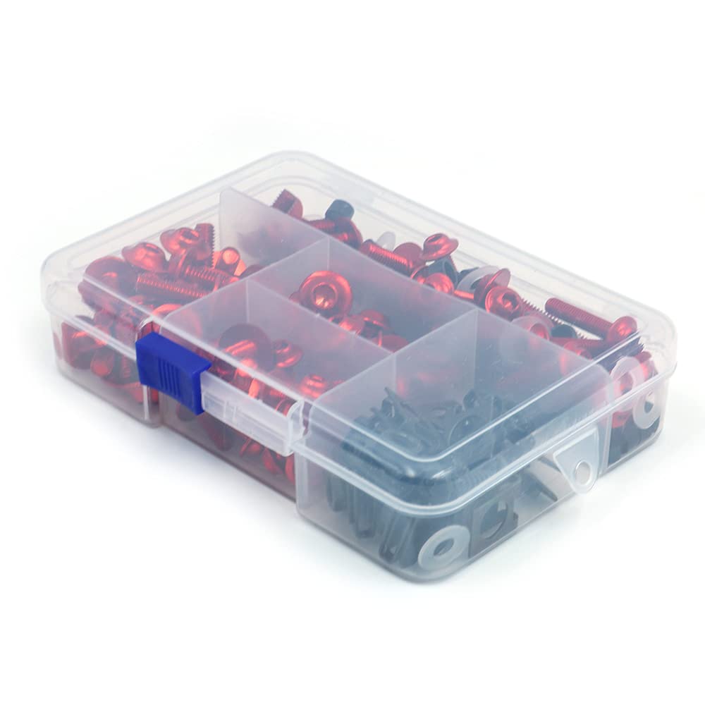 177PCS Moto Sportbike Completo Carenatura Bulloni Kit di fissaggio Clip Dadi a vite-Rosso