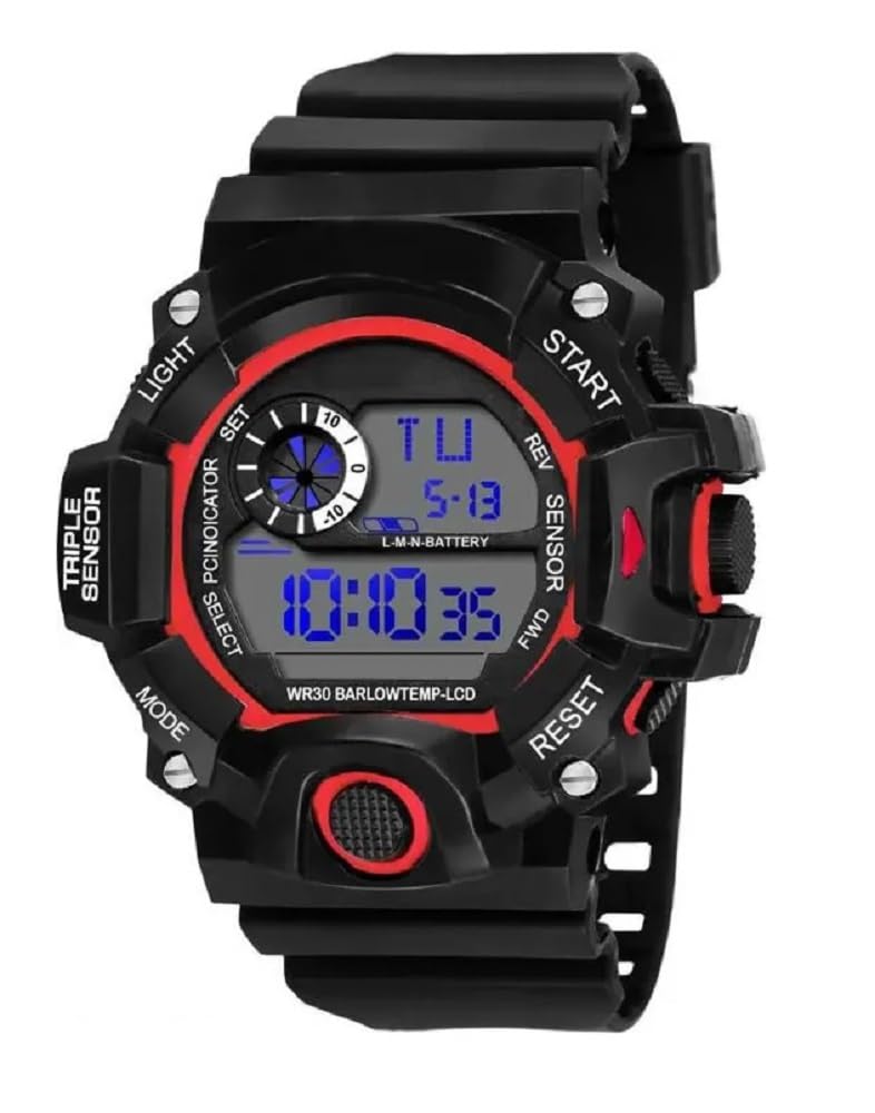 Digital Watch Shockproof Multi-Functional Automatic Color Strap Digital Sports Watch for Mens (Red) (B0CM22VC5X) Amazon Price History, Amazon Price Tracker