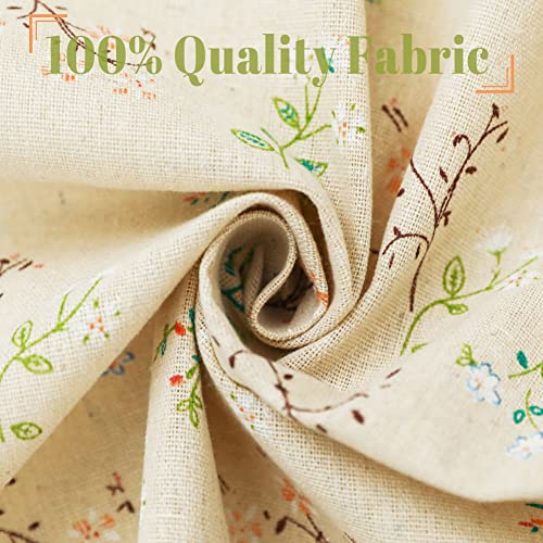 Moslovstar Farmhouse Cotton Linen Tier Curtain 52 Inch Long Elegant Floral Lace Window Treatment Kitchen Bathroom Short Curtain, 1 Panel, Little Grass And Flower On Beige #TOP1