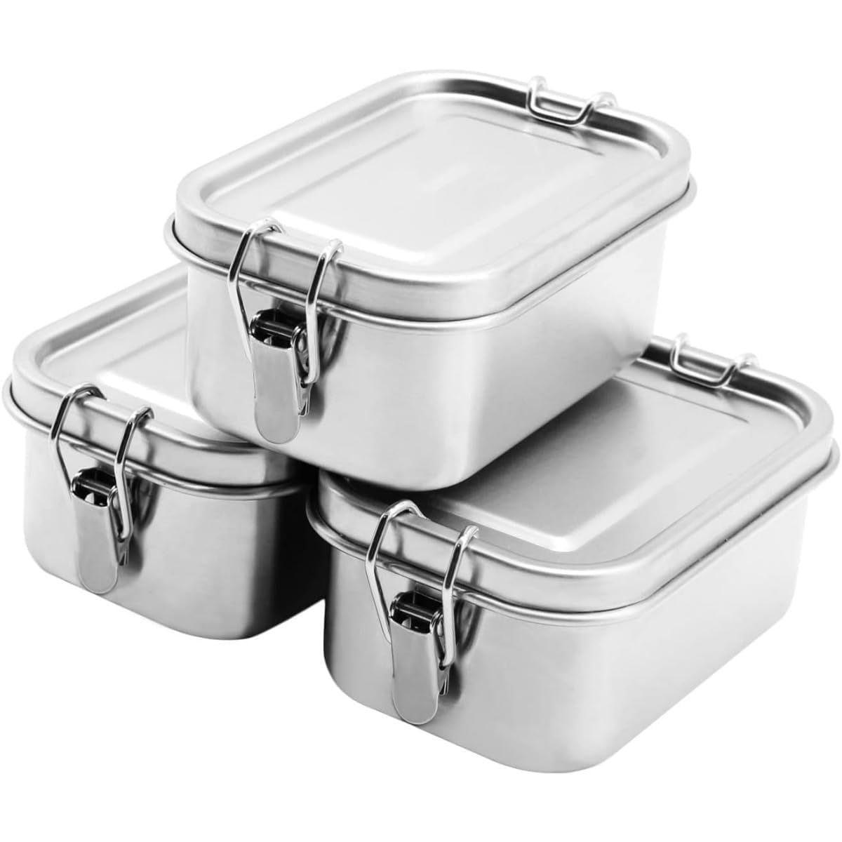 Raineed Stainless Steel Rectangular Kimchi Food Storage Containers, Stainless Steel Set, Leak Proof, Dense & Leak Proof Containers, Odor Resistant, Kitchen Storage Box | Reusable Metal, Food Prep 550ml （14*10.3*5.8cm） 3pcs