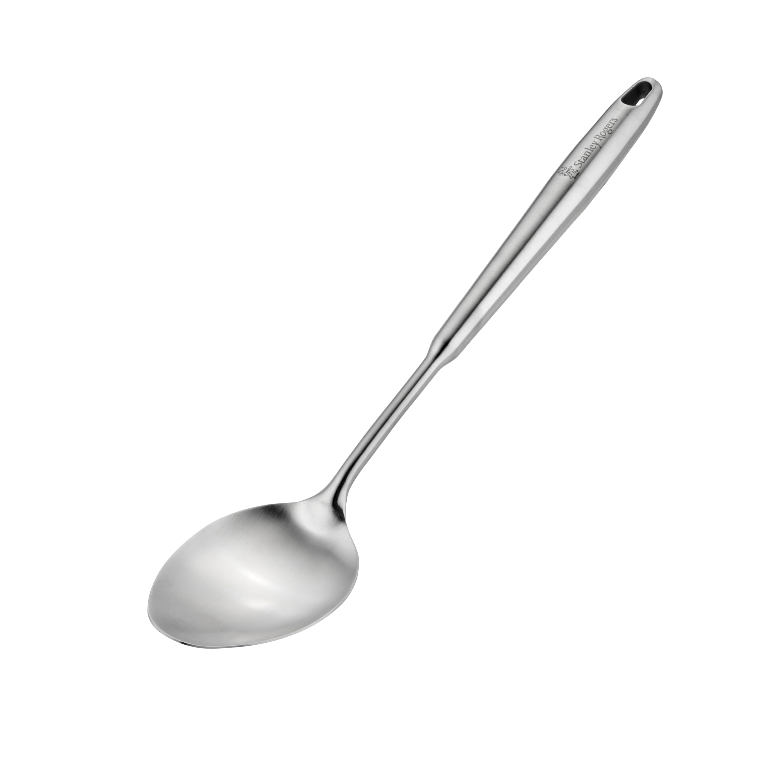 Stanley Rogers Monobloc Stainless Steel Solid Spoon, Satin Finish Kitchen Utensil, Deep Bowl, Hanging Loop & Dishwasher Safe, Cooking Gadget for Serving Vegetables, Rice & Casseroles, 37x7.5x2.1cm