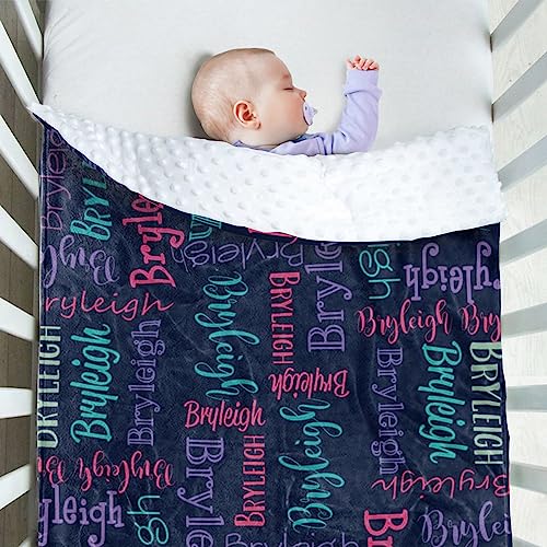 Image of Custom Baby Blanket - Personalized Names Design - Soft Plush Blanket with Double Layer Dotted Backing for Boys Girls Color04(47x60 inches)