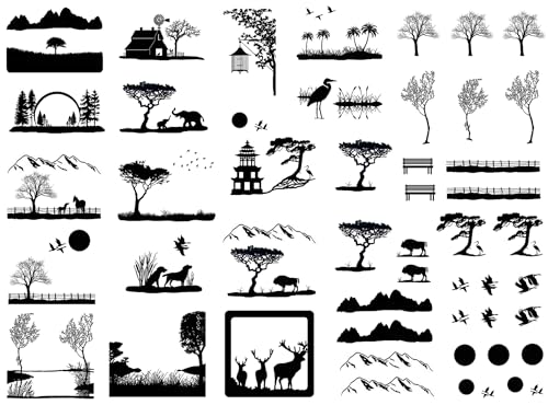 Scenic Views 46 pcs 0.25 to 1.25 Inch Black Fused Glass Decals