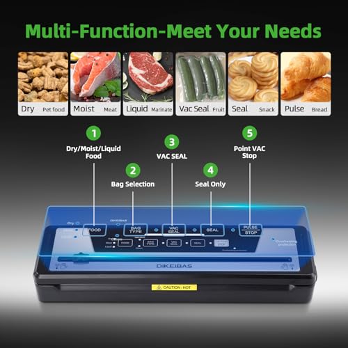 Image of Vacuum Sealer Machine | Powerful 85kPa Suction | Bags and Cutter Included | Compact One-Touch Automatic Food Sealer with External Vacuum System | Preserve Freshness, Prevent Freezer Burn