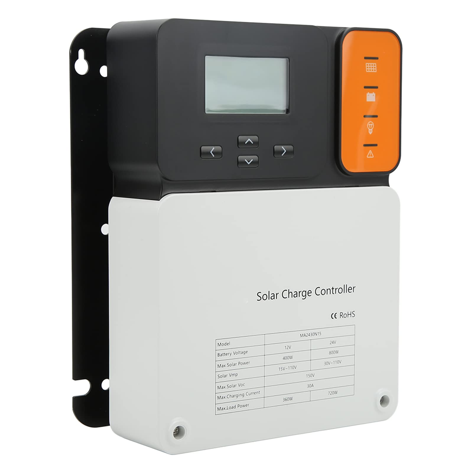 Controlador de carga solar MPPT 12V 24V 30A Regulador de descarga de batería Protección de carga