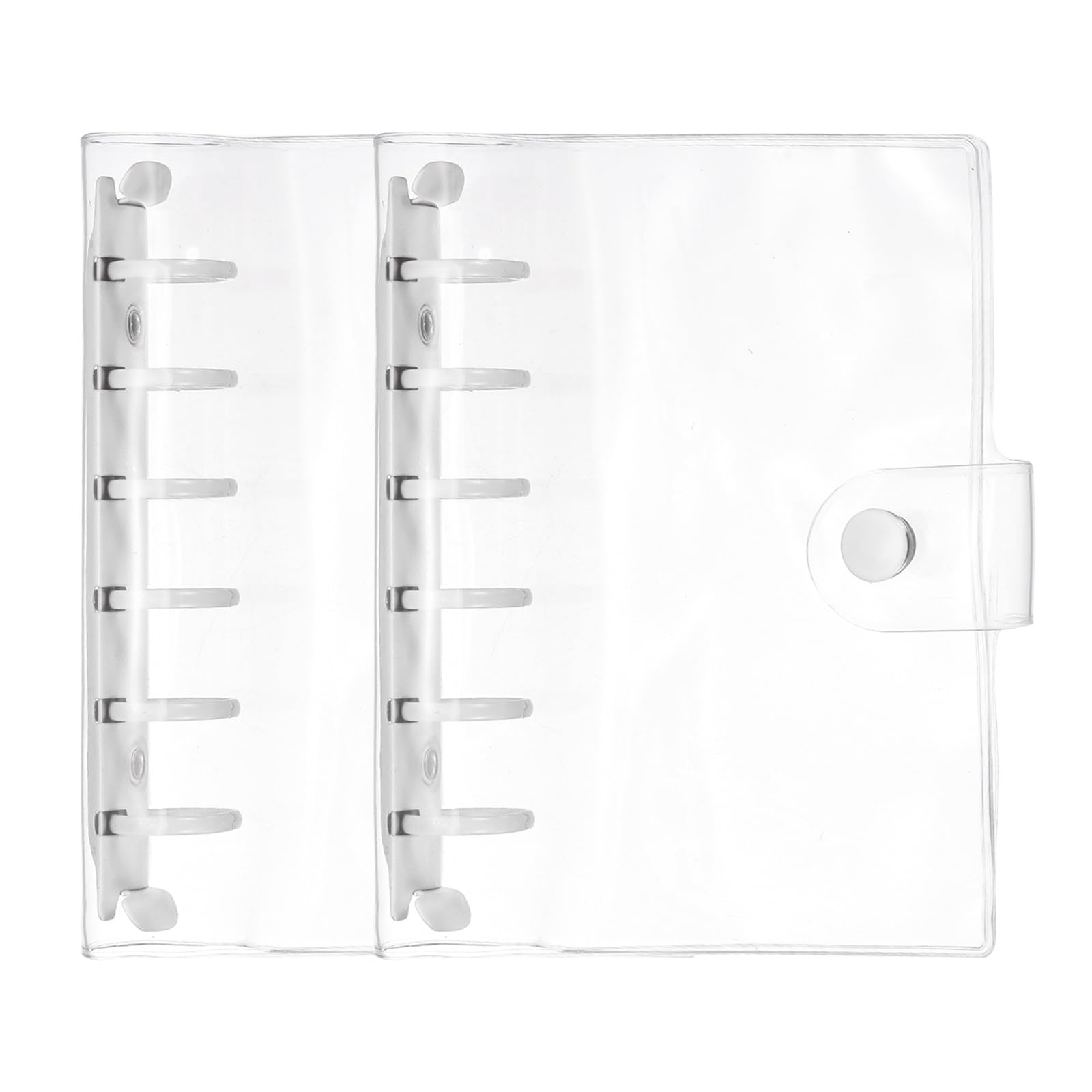 PATIKIL A7 6-Ring Binder Cover, 2Pcs Transparent PVC Notebook Binder Soft Clear Binder Protector Refillable Shell with Snap Button Closure for DIY Office Travel Planner, White