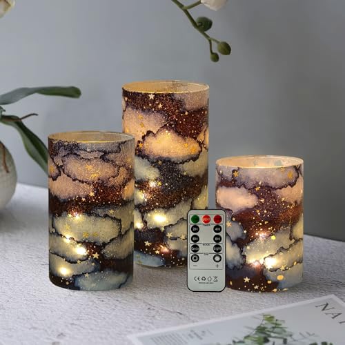 Image of Flickering Flameless Candles, Recessed String Light LED Candles 3D Wick Acrylic Battery Operated LED Pillar Candles with Remote and Timer for Modern Simple Home Decor Set of 3