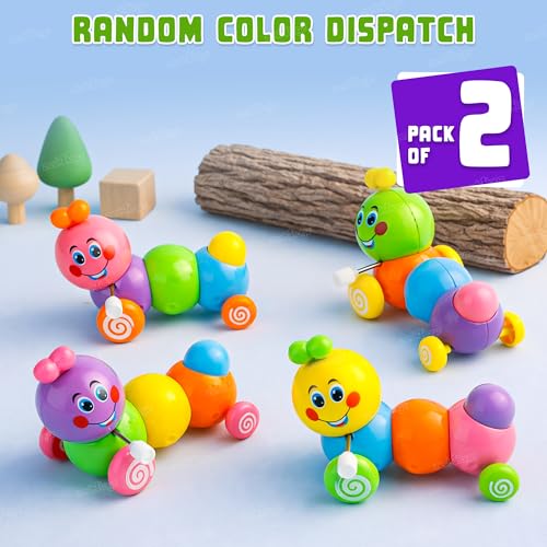 Image of Zest 4 Toyz Wind-Up Caterpillar Toy for Kids Toddlers Push Toy for Boys & Girls Multicolor (Pack of 2)