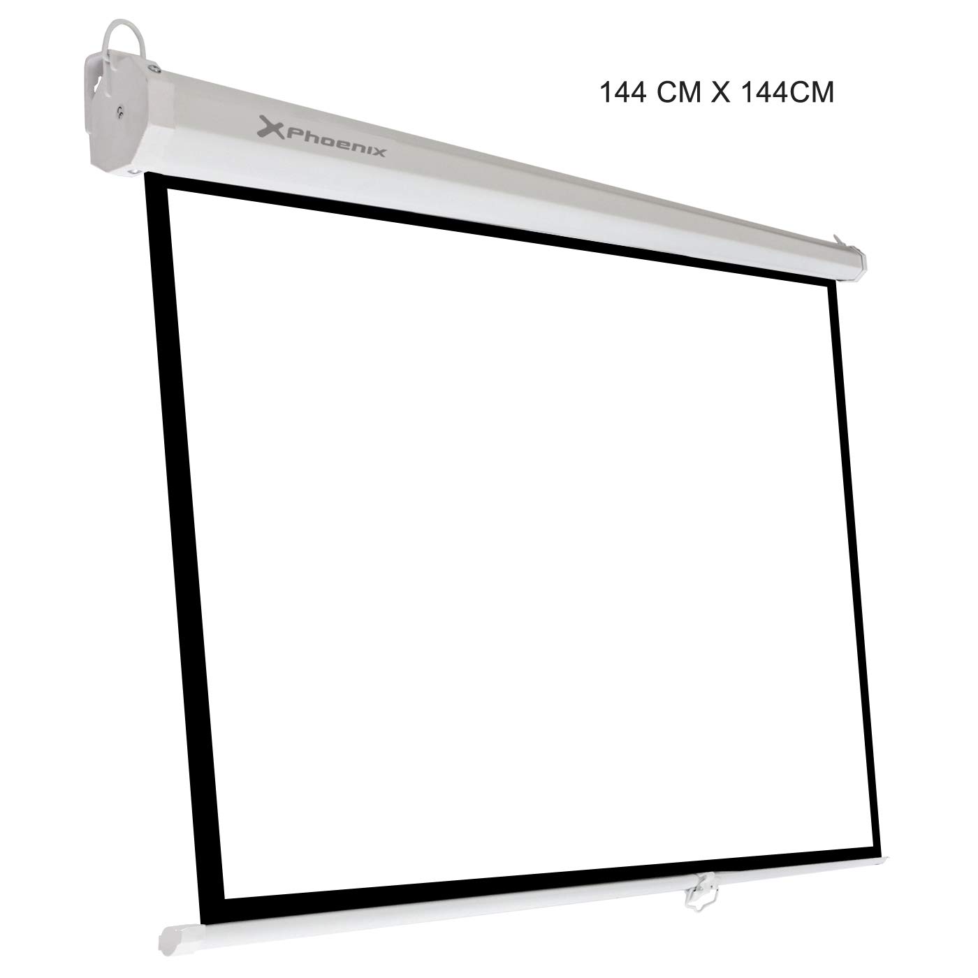 Phoenix Technologies PHPANTALLA-144 - Pantalla de proyección manual de 80" (203.2 cm), Formatos 1:1, 4:3, 16:9 de techo y pared, 1,44 x 1,44 metros, Blanco
