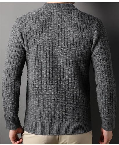 Men'S Winter Lapel Sweater Warm Casual Knitted Pullover Loose Long-Sleeved Sweater Men'S Pullover2